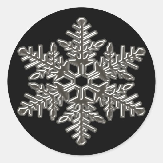 Silver Metal Deco Snow Herfst Snowflakes Ronde Sticker (Voorkant)