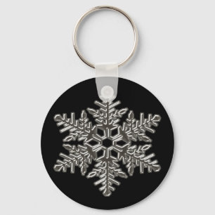 Silver Metal Deco Snow Herfst Snowflakes Sleutelhanger