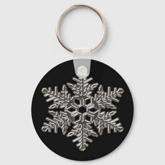 Silver Metal Deco Snow Herfst Snowflakes Sleutelhanger (Voorkant)