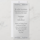 Silver Metal Diamond Damask Wedding Invitation Kaart (Achterkant)