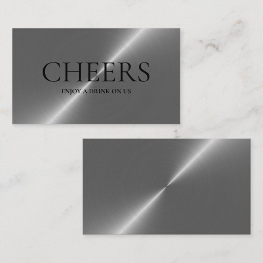 Silver Metal Effect Gratis Drinken Ticket Kaart (Voorkant / Achterkant)