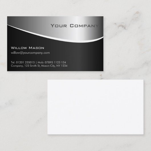 Silver Metal Effect Professional Visitekaartje (Voorkant / Achterkant)