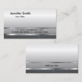Silver Metal Elegant Sjabloon Visitekaartje (Voorkant / Achterkant)