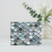 Silver Metal Foil Glitter Mermaidscales Scales Briefkaart (Staand voorkant)