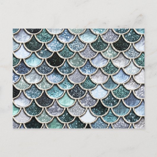 Silver Metal Foil Glitter Mermaidscales Scales Briefkaart (Voorkant)