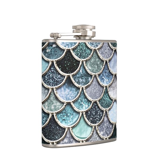 Silver Metal Foil Glitter Mermaidscales Scales Heupfles (Rechts)