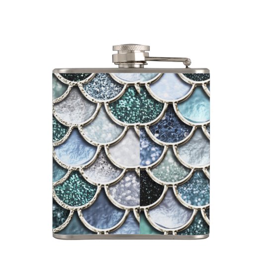 Silver Metal Foil Glitter Mermaidscales Scales Heupfles (Achterkant)