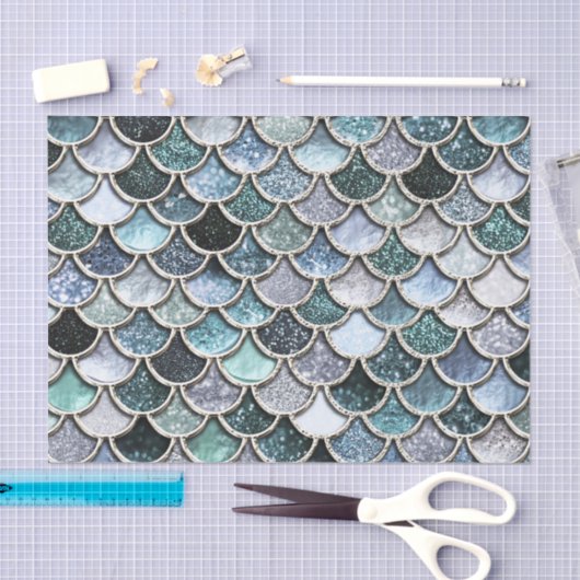 Silver Metal Foil Glitter Mermaidscales Scales Tissuepapier (Craft)
