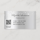 Silver metal glitter elegant QR-code Visitekaartje (Achterkant)