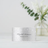 Silver metal glitter elegant QR-code Visitekaartje (Staand voorkant)
