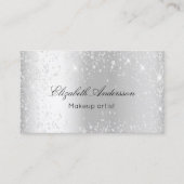 Silver metal glitter elegant QR-code Visitekaartje (Voorkant)