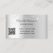 Silver metal glitter logo elegant QR-code Visitekaartje (Achterkant)