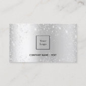 Silver metal glitter logo elegant QR-code Visitekaartje (Voorkant)