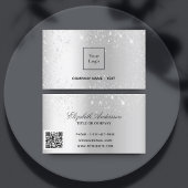 Silver metal glitter logo elegant QR-code Visitekaartje