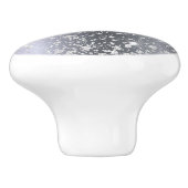 Silver metal glitter name glam girly keramische knop (Zijkant)