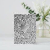 Silver Metal Heart Briefkaart (Staand voorkant)