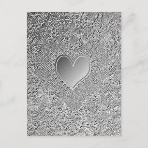 Silver Metal Heart Briefkaart