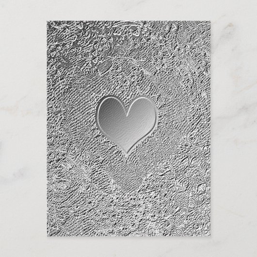 Silver Metal Heart Briefkaart (Voorkant)