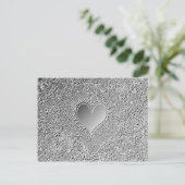 Silver Metal Heart Briefkaart (Staand voorkant)