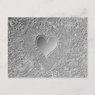 Silver Metal Heart Briefkaart