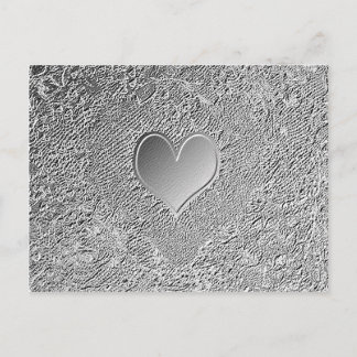 Silver Metal Heart Briefkaart