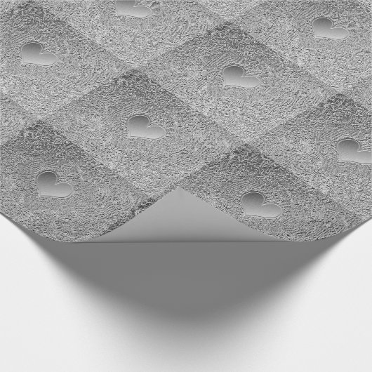 Silver Metal Heart Cadeaupapier (Hoek)