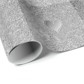 Silver Metal Heart Cadeaupapier (Rol Hoek)