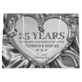 Silver Metal Heart Wedding Jubileum Groot Cadeauzakje (Voorkant)