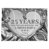 Silver Metal Heart Wedding Jubileum Groot Cadeauzakje (Achterkant)