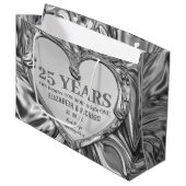 Silver Metal Heart Wedding Jubileum Groot Cadeauzakje (Voorkant Gekanteld)