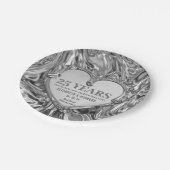 Silver Metal Heart Wedding Jubileum Papieren Bordje (Gekanteld)