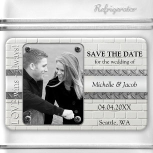 Silver Metal Industrial Photo Save the Date Magnet Magneet