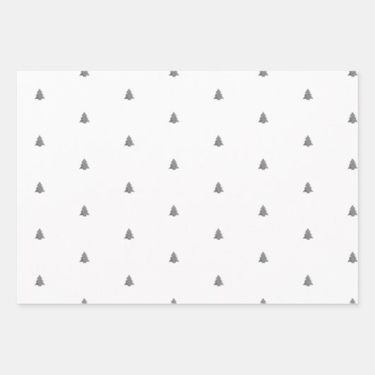 Silver metal-kerstboom, witte achtergrond inpakpapier vel (Voorkant)