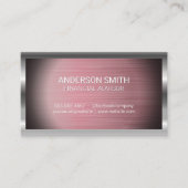 Silver Metal Lijst | Achtergrond roze metaal Visitekaartje (Voorkant)