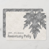 Silver Metal look Autumn Leaf 25th Jubileum Kaart (Voorkant / Achterkant)