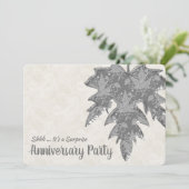 Silver Metal look Autumn Leaf 25th Jubileum Kaart (Staand voorkant)