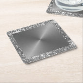 Silver Metal Look Glitter Metallic Kartonnen Onderzetters (Schuin)