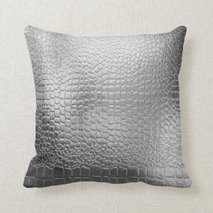 Silver Metal Look Snakeskin Exotisch patroon Gooi Kussen