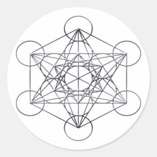 Silver Metal Metatron's Cube Ronde Sticker