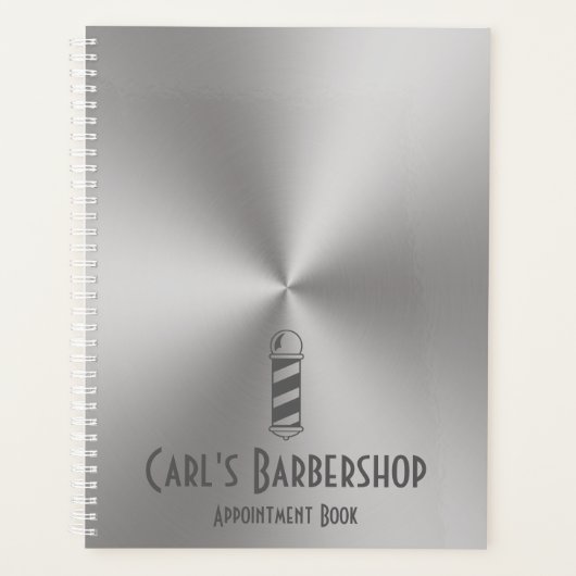 Silver Metal Note Barbershop Benoeming Book Planner (Voorkant)