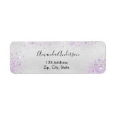 Silver metal paars glitter-stofretour etiket (Voorkant)