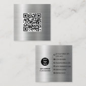 Silver Metal QR Code Business Visitekaartje (Voorkant / Achterkant)