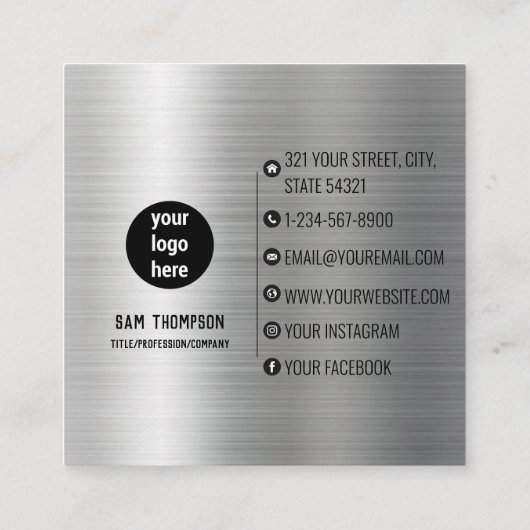 Silver Metal QR Code Business Visitekaartje (Achterkant)