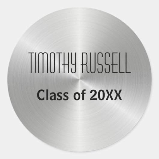 Silver Metal Shine - Afstuderen Sticker (Voorkant)