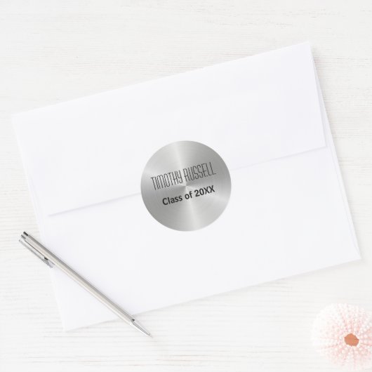 Silver Metal Shine - Afstuderen Sticker (Envelop)