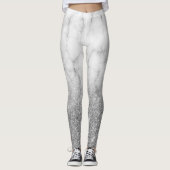 Silver Metal Unieke Glitter Sparkle marmer Ombre Leggings (Voorkant)