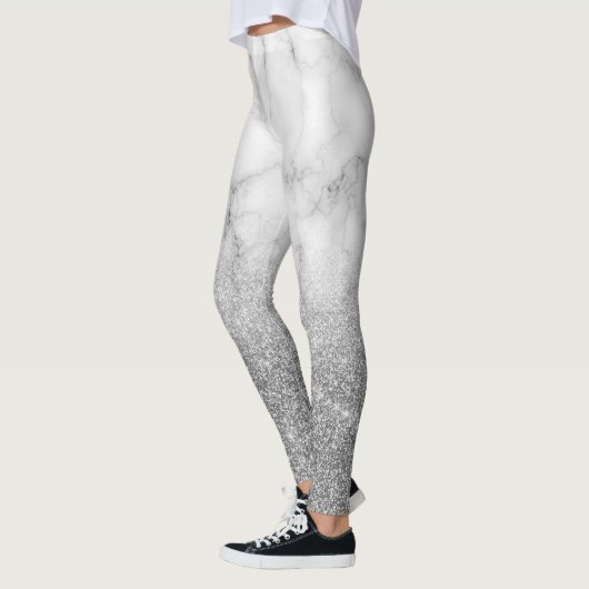 Silver Metal Unieke Glitter Sparkle marmer Ombre Leggings (Links)