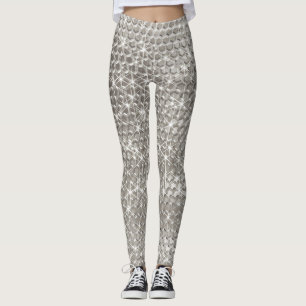Silver Metal Unieke Glitter Sparkle Metallic Glam Leggings