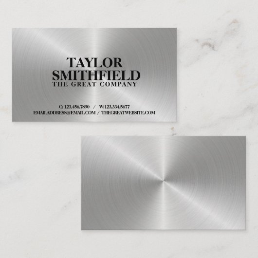 Silver Metal Visitekaartje (Voorkant / Achterkant)