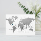 Silver Metal Wereldkaart Hotel Travel Information Informatiekaartje (Staand voorkant)